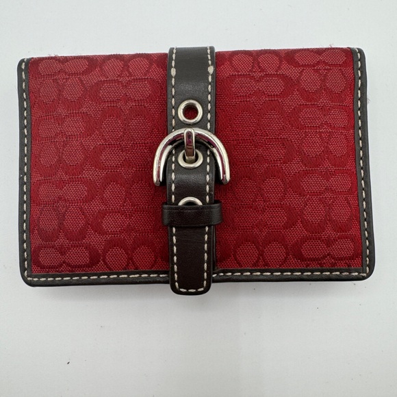 Coach Red Logo Leather Card Case and Gold Wallet - Picture 2 of 8